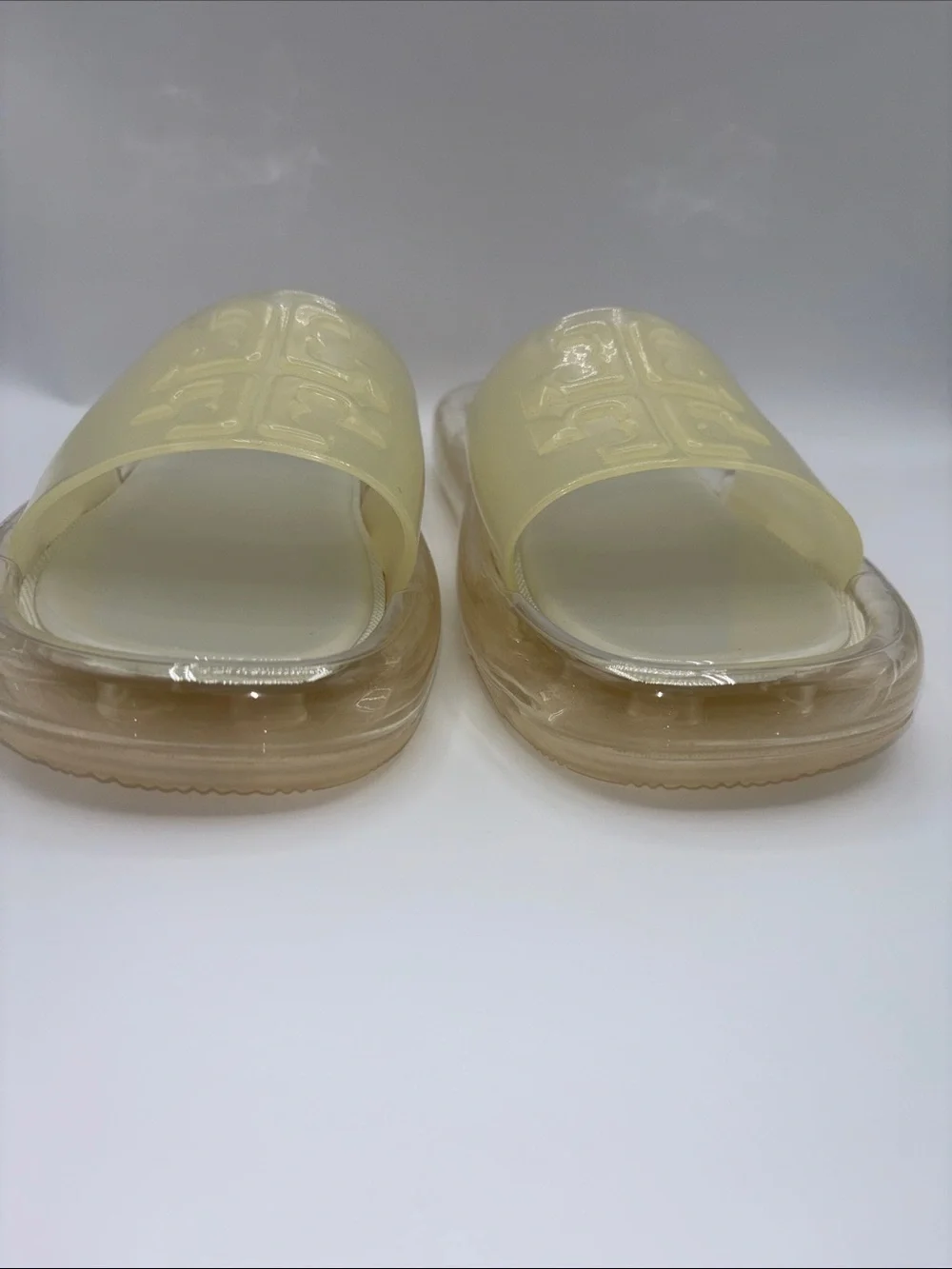 Tory Burch Cream/Clear Jelly Slide Sandals